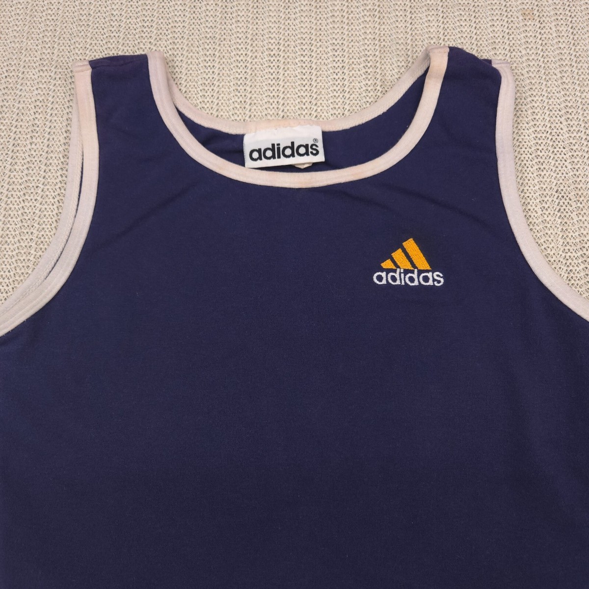 Vintage Adidas Tank Top Shirt Womens Large Blue Yellow 3