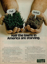 1972 Vintage Print Ad Scotts The Lawn People Half the lawns in America Starving