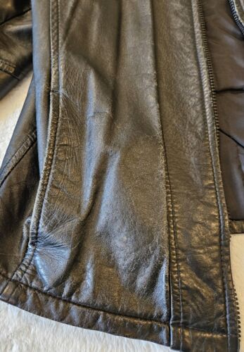 Sears Vintage Motorcycle jacket mens 42 Genuine Black leather Made In Canada - Picture 3 of 16