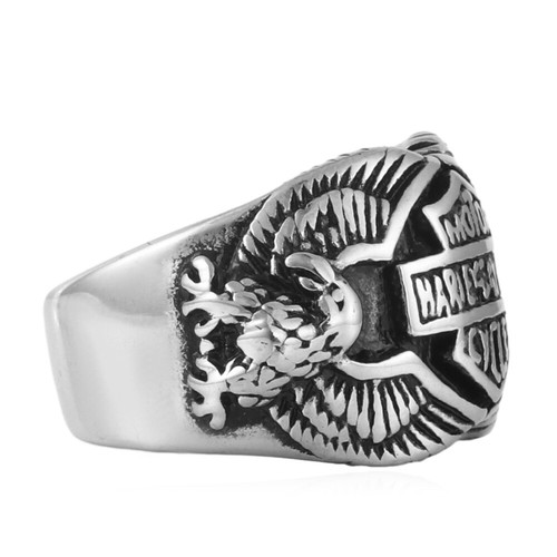 Anello da uomo moto club biker punk eagle argento acciaio inox taglia 7-13 - Foto 5 di 9
