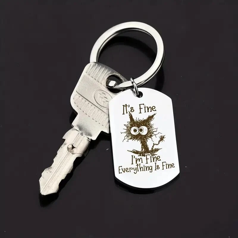 Lindo Llavero Gato Dibujos Animados Acero Inoxidable Animal Emo Llavero Anillo Bolsa Regalo Nuevo Foto 3 de 4