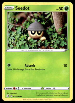 SWSH11: Lost Origin #011/196 Seedot NM-MT ID: 37937