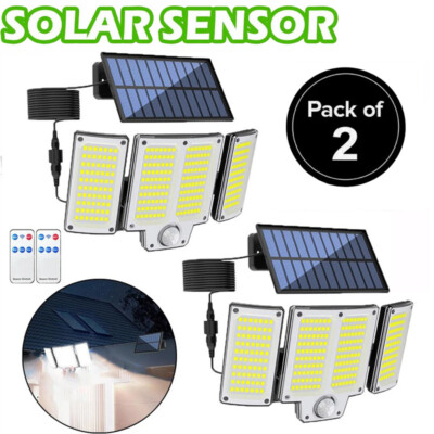 2 Pack LED Motion Sensor Solar Lights ,Outdoor IP65 Waterproof Security Lamp US