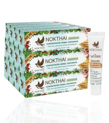 NOKTHAI 5star4a Toothpaste Small Travel Size Intensive Herbal Natural 15g.x12