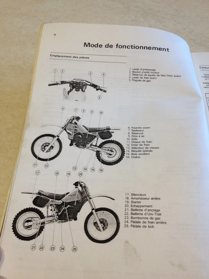 Kawasaki KX125 KX 125 D1 Manual Taller, Workshop Manual de Taller en Francés - Imagen 3 de 4