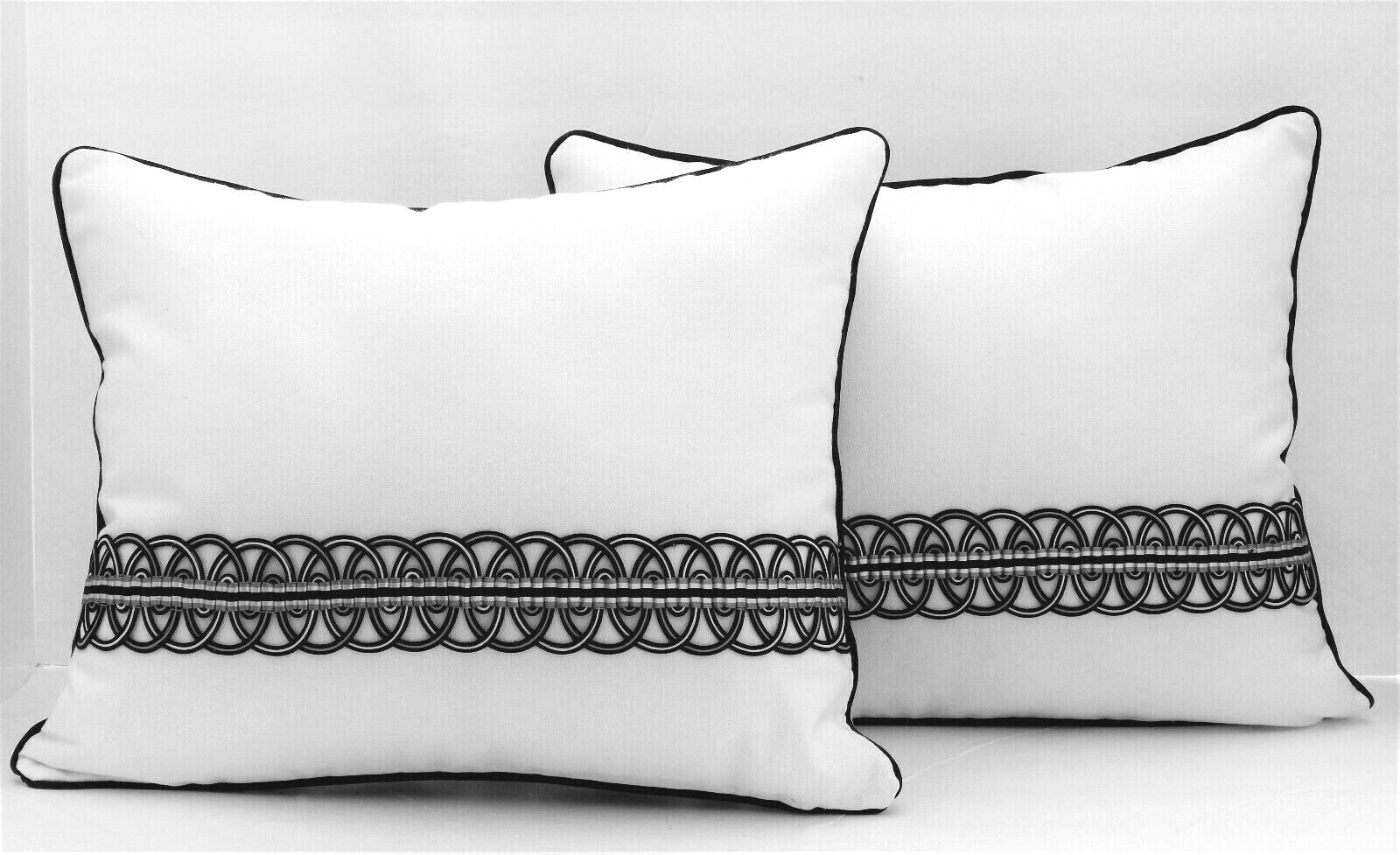 Designer Accent Pillow COVER Black & White Linked Chain Geometric