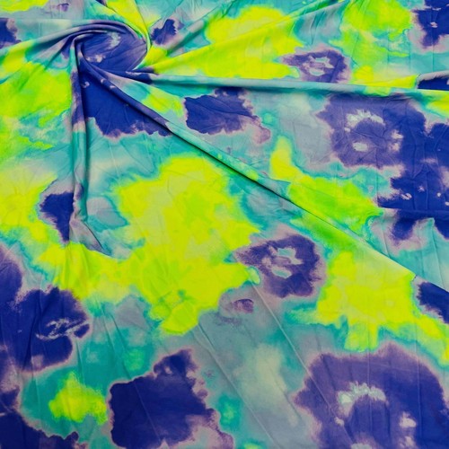 Neón Tie Dye Abstract Print Nylon Spandex Fabric Print 4 Way Stretch By Ya - Picture 4 of 7