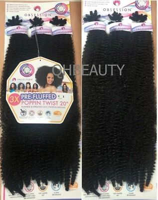 OBSESSION SYNTHETIC CROCHET SOFT BRAID 3X PRE-FLUFFED - POPPIN TWIST 16'' & 20"