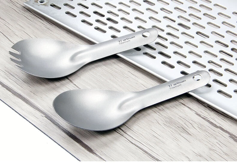 Titanium Spoon Spork Portable Ultralight Healthy Camping Backpacking Tableware - Image 2 of 4