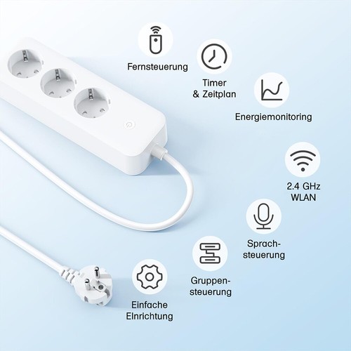 1-4x Smarte 3-fach Steckdosenleiste mit Smart Life- oder Tuya-App 1,8m Kabel - Afbeelding 6 van 41