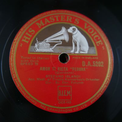 78rpm STEFANO ISLANDI amor ti vieta fedora / l`anima ho stanca adriana lecouvreu