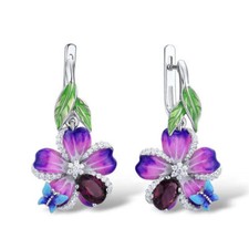 Elegant Women 925 Silver Cubic Zirconia Ear Hook Stud Dangle Drop Earrings