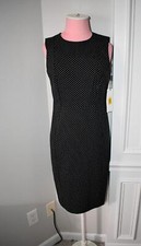 Calvin Klein's Polka Dot Sheath Dress in Black Size: 4 #CD0EH923 NWT