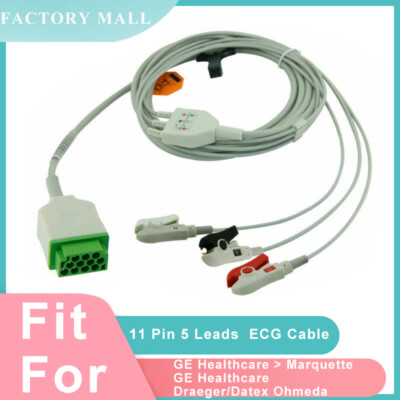 For GE-marqutte Dash series 11 pin 3/5-Lead one-piece ECG Cable Snap/Grabber