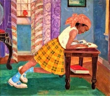 Reading by Palmer Hayden – 1930 African American Genre Scene – Art Print