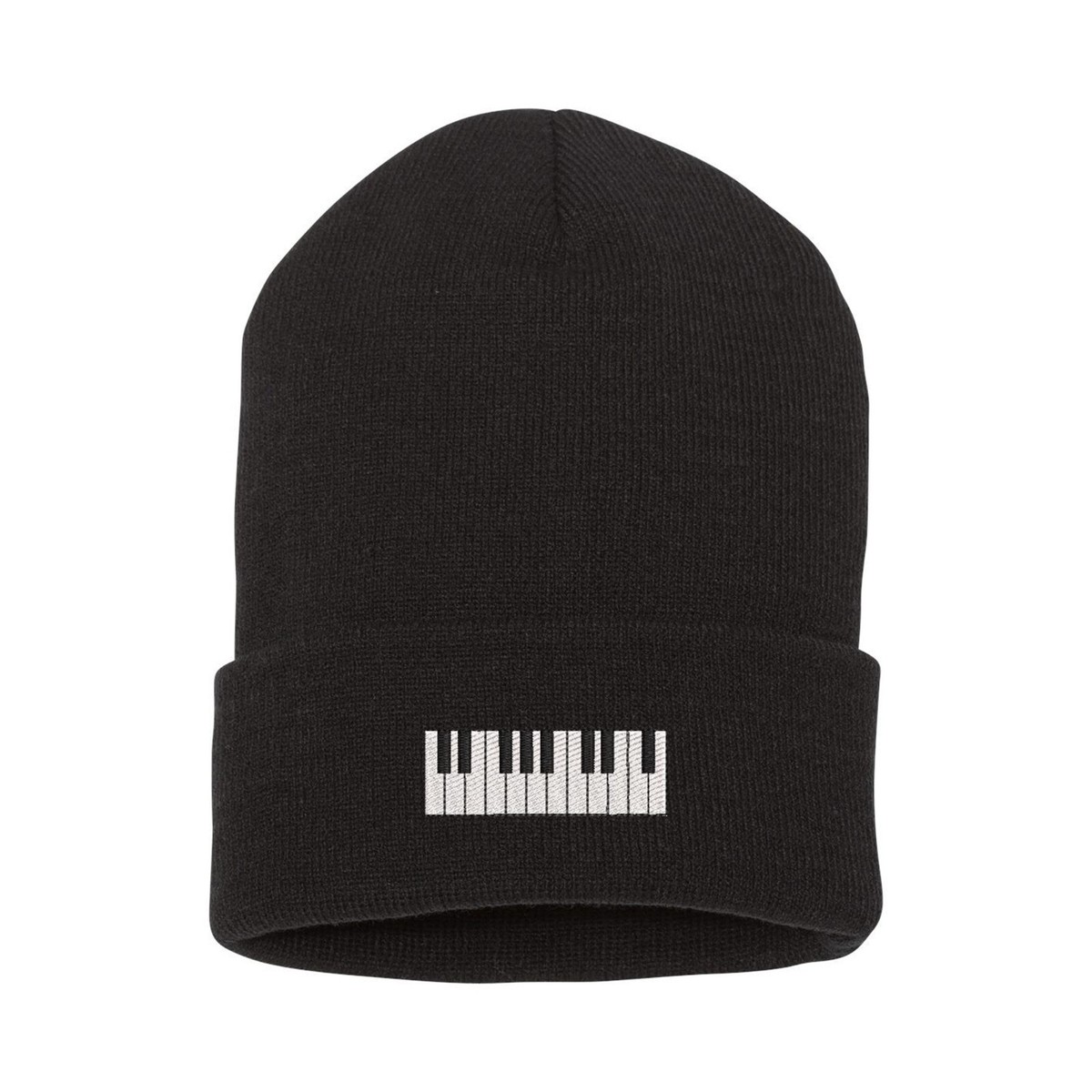 Piano keys embroidered beanie hat, custom embroidered beanie  display picture 1