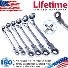 Flex-Head Double Box End Ratcheting Wrenches Extra Universal Spanner Repair Tool