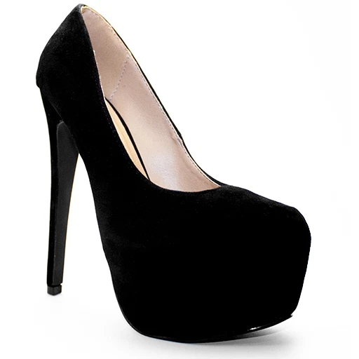 Black Suede Stiletto Court Heels with Ankle Strap | SilkFred