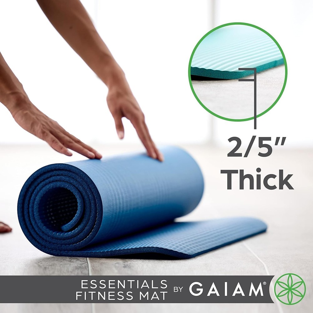 Thick 0.4 Inch Non-Slip Yoga Mat with Carry Strap for Gym Pilates Exercise