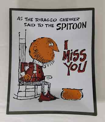 VTG I MISS YOU SPITOON TOBACCO SPIT Houze Art Trinket Dish Tray Smokey Glass MCM