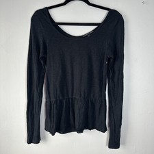 Truly Madly Deeply Womens Size Small Black Long Sleeve Shirt Top Made in USA