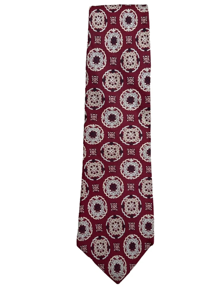 Corbata vintage Berkley Cravats para Battelstein’s Houston roja tostada geométrica Foto 2 de 4
