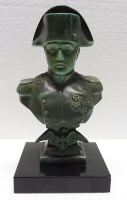 Beautiful Napoleon Bonaparte Statue Green Patina Regule Marble Base