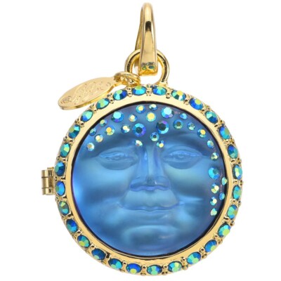 Kirks Folly Love Never Dies Mystic Seaview Moon Open Ring Locket Charm goldtone