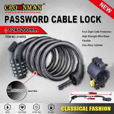 Cable Lock, Set Your Own Combination Bike Lock, Black