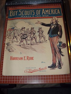 BOY SCOUTS MARCH & TWO STEP Harrison Ruhe 1911 Cooperative Music - PHILA PA rare