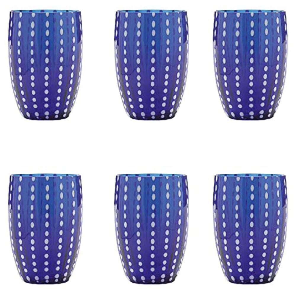 Zafferano Set 6 Bicchieri Tumbler Perle in Vetro Blu