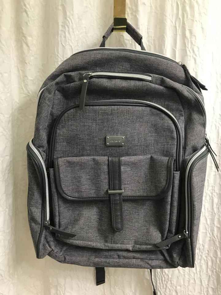 Carter's Handle It All Diaper Backpack Heather Grey Chevron Baby Bag - Image 2 of 4