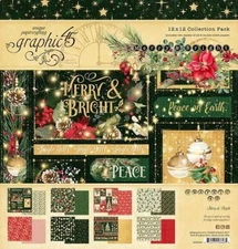 GRAPHIC 45 "MERRY & BRIGHT"12X12 PAPER PACK CHRISTMAS HOLIDAYS SCRAPJACK'S PLACE