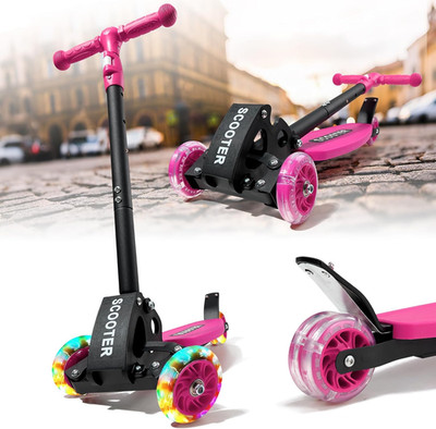Kick Scooters for Kids 5-7 8-12,Lean to Steer,Three Wheeled Light Up,28''-32'' Adj