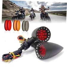 Motorcycle Turn Signal Lights 15 LED Flashing Light Bullet for A/Black - Rear