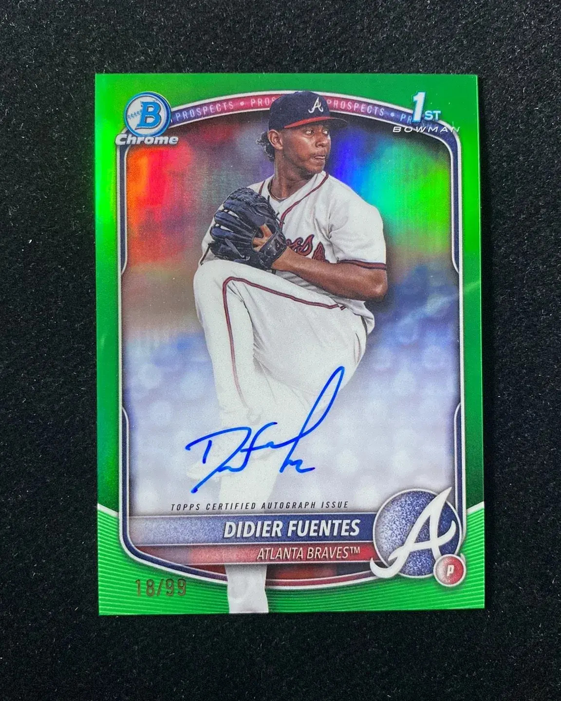 2025 Topps Bowman Chrome Prospects Green Didier Fuentes 1st Auto 18/99 HD
