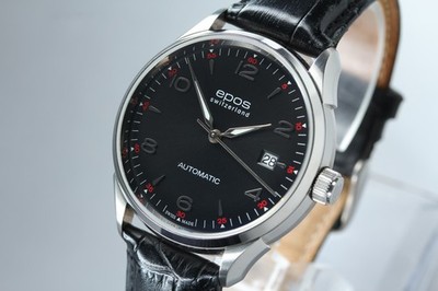 EPOS Originale 3427ABK Black Date Automatic Swiss Made Men's Watch [Box Damaged]