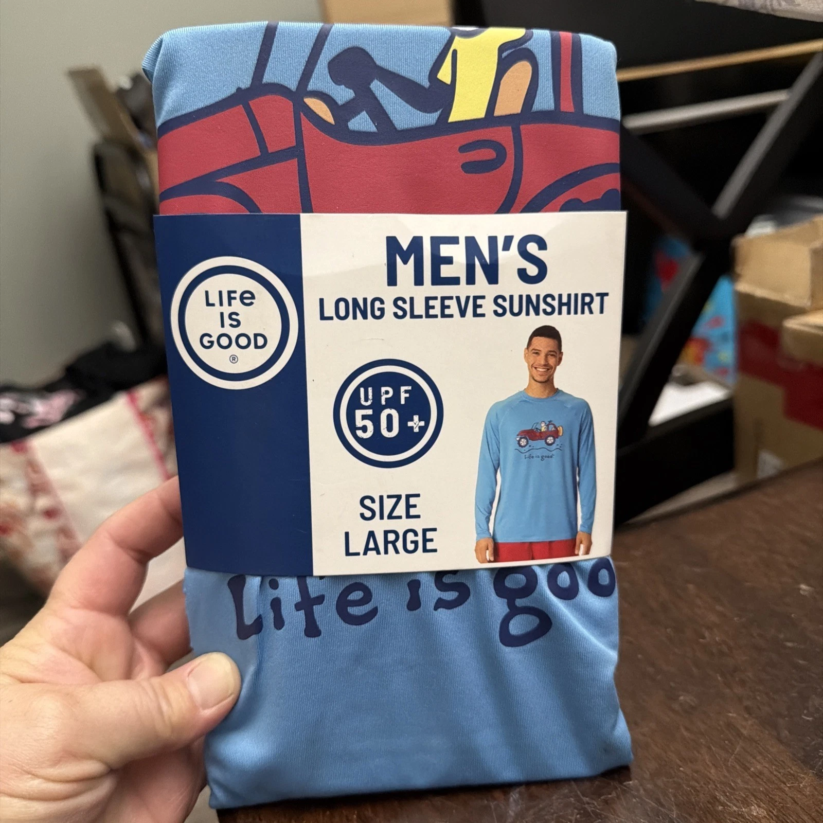 Life Is Good Blue Long Sleeve Sun Protection Shirt Unisex Performance Top