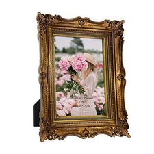 4x6 Vintage Picture Frame, 4 by 6 Ornate Antique Picture 4x6 inch Bronze Gold