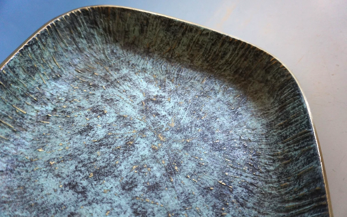 Vintage Bronze Schale Bowl 50er grün patiniert wohl Austria 1350 g (F026-261)