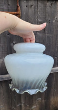 GROSSER GLAS VINTAGE DECKEN LAMPENSCHIRM LAMPE OPAL MILCHFARBEN LEUCHTEN SCHIRM