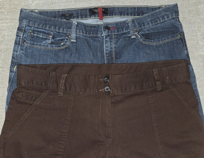 Lot of 2 Pair Womens Pants Size 14 Petite Talbots Denim & Brown WS - excellent!