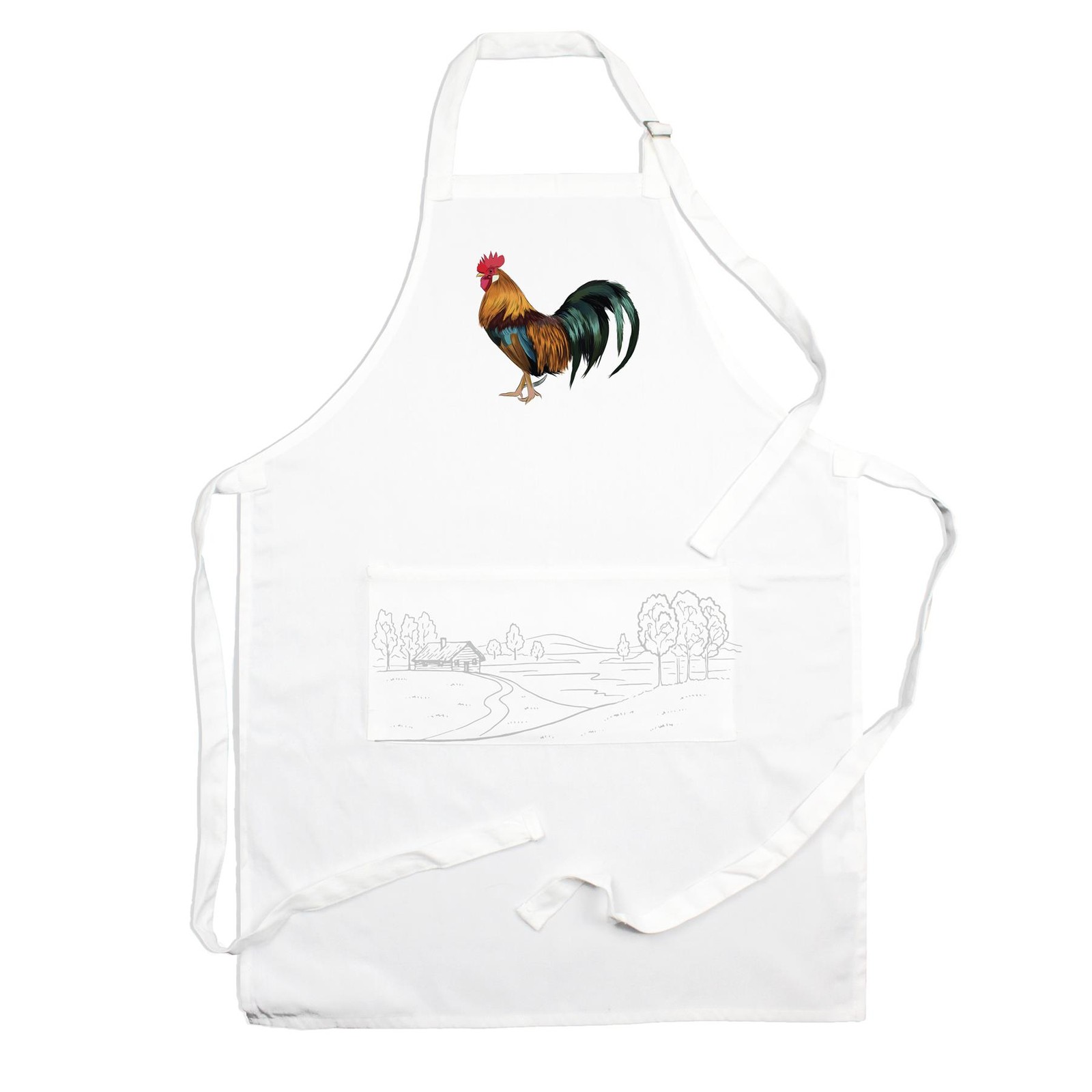 Country Farm Cockerel Apron - Farm Kitchen Cooking & Baking Gift