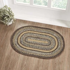 Accent Rug Espresso Jute Rustic 20x30 Oval Braid No Slip Floor Decor VHC Brands