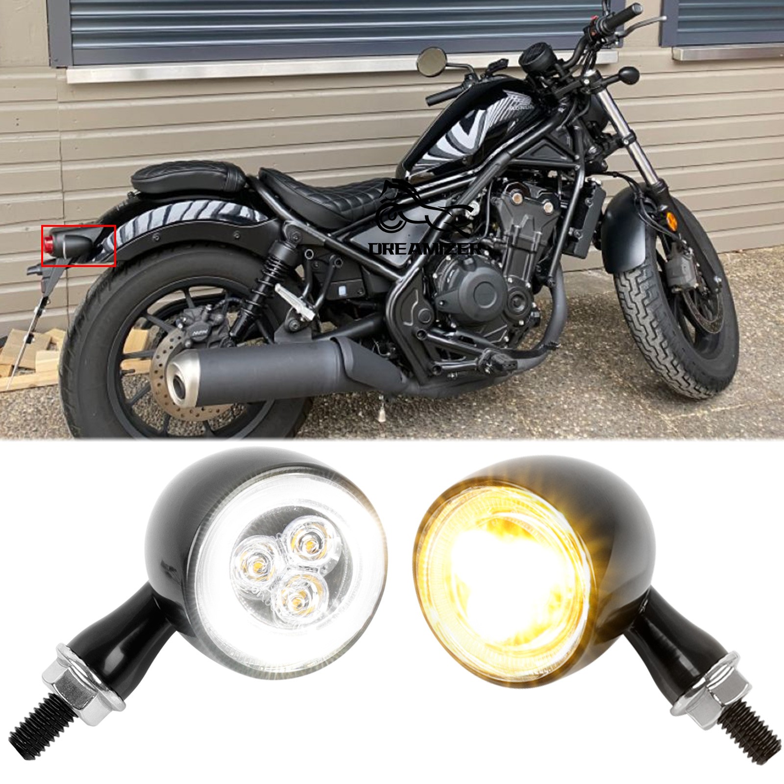 2x Motorcycle Bullet Turn Signal DRL Lights For Honda Rebel CMX 250 300 500 1100