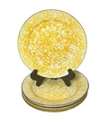 Vintage Stangl Town & Country Yellow Sponge Pattern Salad Plates, 8.5”, Set Of 4