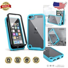 Rugged iPod Touch 5/6/7 Blue Case, Full Body Protection, Built-in Screen Guard