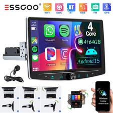 DAB+ 4+64GB Autoradio Android 15 Carplay GPS Navi 1 DIN 360° Girevole Schermo