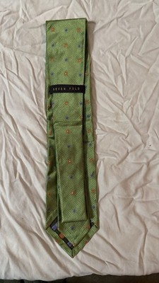 ROBERT TALBOTT  Tie 100% Silk  Green w/Purple and Orange Flowers .