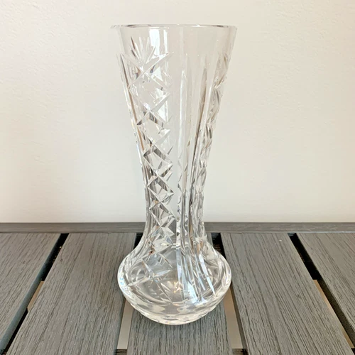 Vintage Waterford Signed Lead Crystal 10" Flower Flared Edge Vase marquis cut
